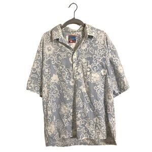 Joe Kealoha The Genuine Hawaiian Shirt‎ Quarter Button Blue